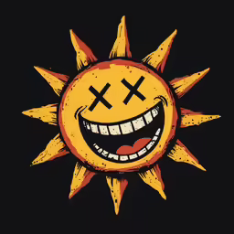 a yellow sun that has a smiling face