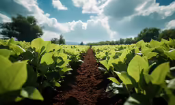 a very big pretty green field with some plants in it