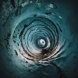 this is an extremely close up shot looking down on the surface of a round hole
