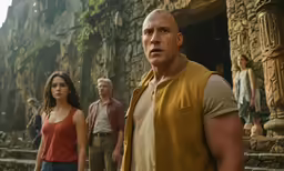 the rock, vin john williams and his family in the new film juven