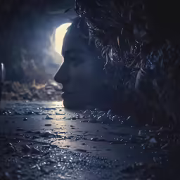 a woman lies in the water on the shore