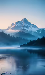 a beautiful mountain scene with clouds in the sky