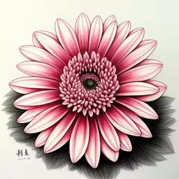 a large flower with a single purple center,this is a pink flower in color with a chinese character