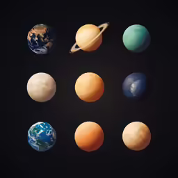 eight different planets in an eight - circle image