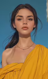 an adorable asian model wearing a yellow top and earrings