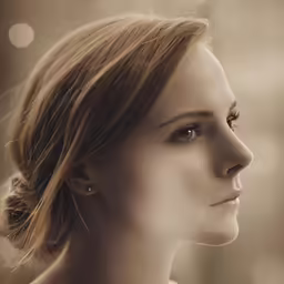 a woman with her eyes closed is staring