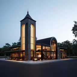 a building has windows that give it glow