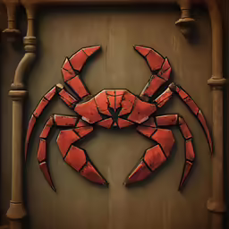 an image of a red crab on a brown background