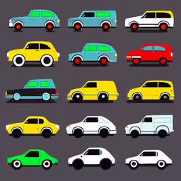 a group of nine cars painted to match colors,car poster by scott taylor featuring a bunch of car