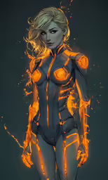 a girl with a gash outfit, on a black background