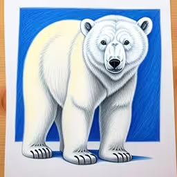a polar bear on paper is shown on a table