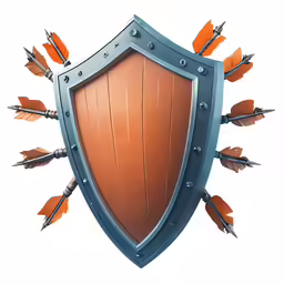 an icon of a shield with arrow shaped wings on white background