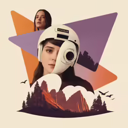a person wearing a white helmet and another girl with a camera