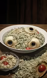 a large pasta dish in a large white plate