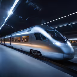 the train is moving around the station