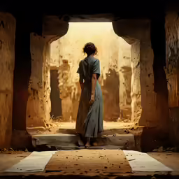 a lady dressed in an ancient fashion with no head