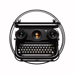 an old fashioned typewriter sitting in the middle of a circle