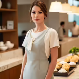 a woman is wearing a dress with a tie on it