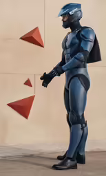 a male model standing next to a wall