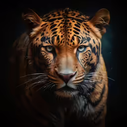 a tiger is standing in the dark staring