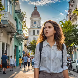 an image of a woman walking down the street