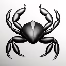 a large black crab on a white background