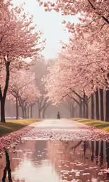 a person standing in the water surrounded by trees