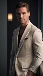 man in jacket and pants posing for picture