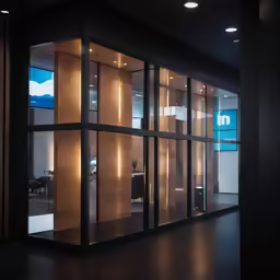 a view of an office from across the hallway