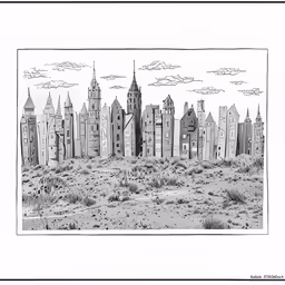 this is a drawing of a large city