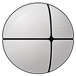a white basketball ball with black stripes and black trim,a basketball ball that is black and white,a basketball with a black and white pattern on the side,a basketball ball with four sections drawn on it,an illustration of a basketball with a white background