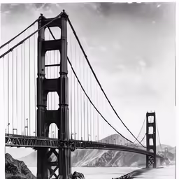 an old photo shows the golden gate bridge