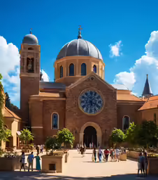 a very large and fancy church with a big clock in it