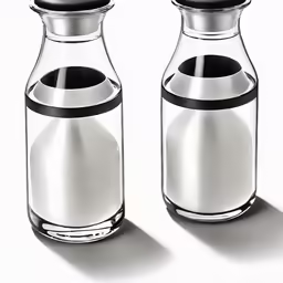 the salt and pepper shaker is shown with their respective markings