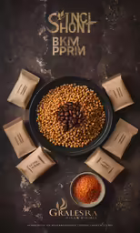 a plate of beans with spices and coffee