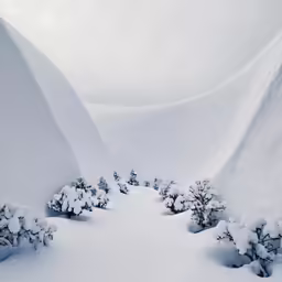 a snow covered forest with a sky background