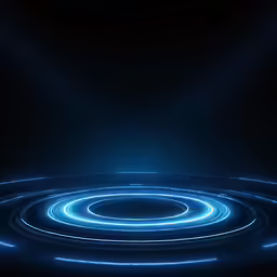 a circle of blue lights with three white circles on it