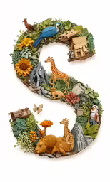 the number four is decorated with cartoon animal figures