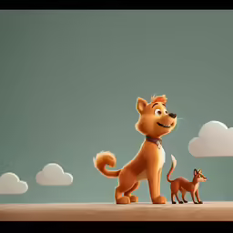 a cartoon dog and another small dog sitting
