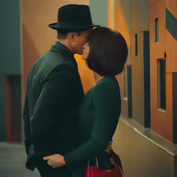 an image of a man kissing a woman