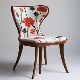 a large, colorful chair has flowers on it