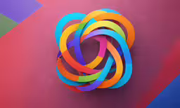 multi - colored abstracted geometrical design on red and pink surface,a circle made from colored strips on the ground
