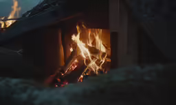 there is a fire in the wood stove