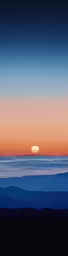 a painting of the sun setting over the ocean