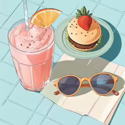 an image of food and sunglasses sitting on the ground