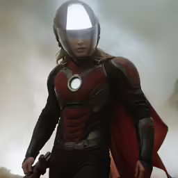 man dressed in a superhero suit walking while wearing a helmet
