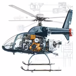 a black and white drawing of a helicopter