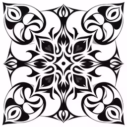 an artistic pattern on the side of a wall,an artistic black and white pattern, with stylized petals