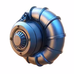 a blue metal object on a white background
