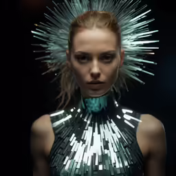 the young woman has a spiked mohawk on her head